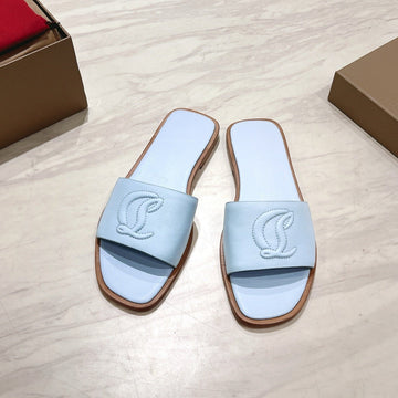 Cl 25 Slippers Blue Top Layer High Gloss Calfskin 307499
