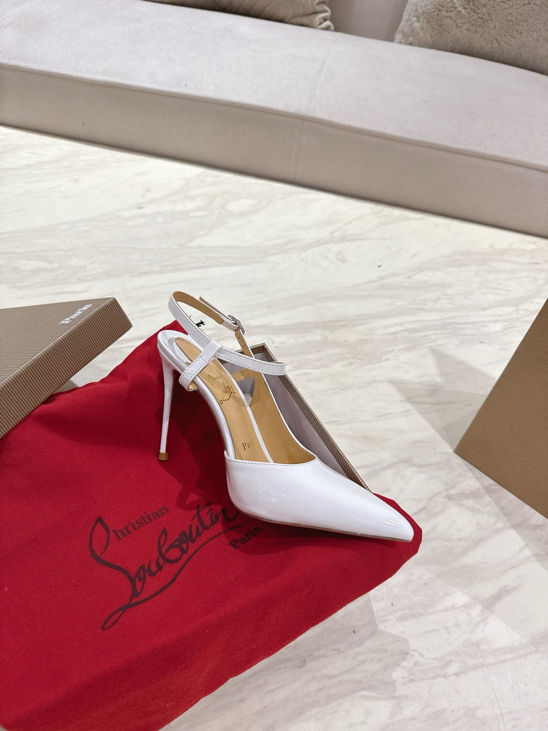 Cl 25 Slingback White Gloss Calf Patent Leather 307521