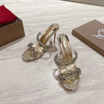 Cl 25 Just Queen Sandals 10CM Gold Pvc Sheepskin 307524