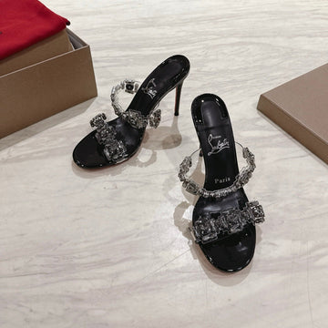 Cl 25 Just Queen Sandals 10CM Black Pvc Sheepskin 307525