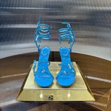Rc 25C Butterfly Sandals Blue Silk Swarovski Crystal Diamond 339486