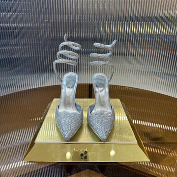 Rc 25C Single Sandals Silver Sheepskin Rhinestone 339498
