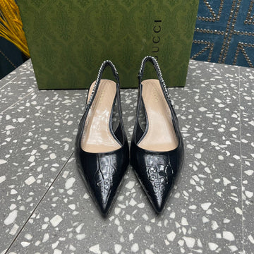 GG Signoria 45 Slingback Pump Black Calfskin