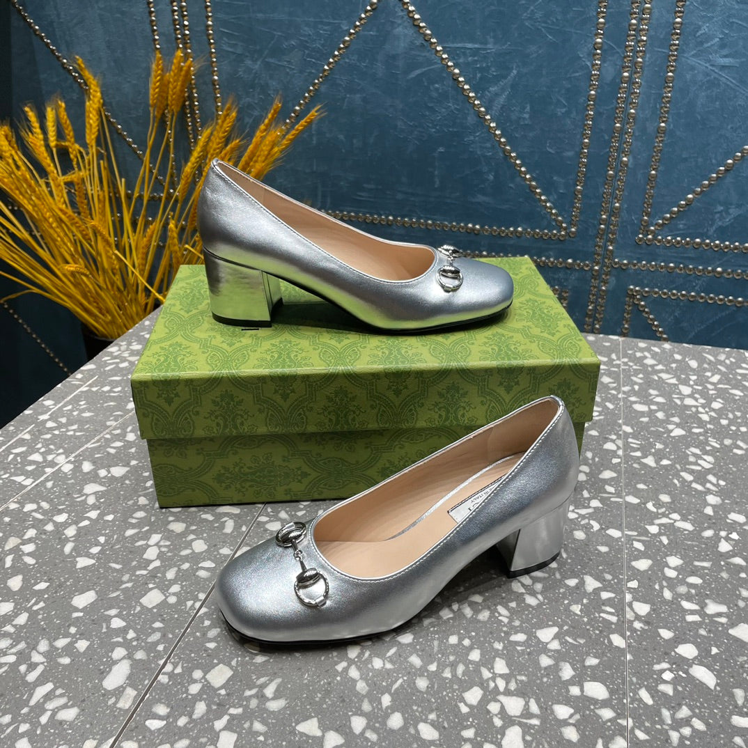 High Pump 55MM In Silver Sheepskin