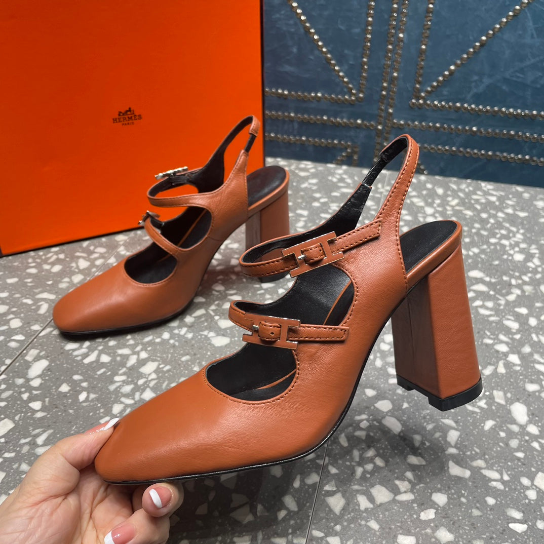Hm Jackie 80 Pump Brown Cowhide 962917