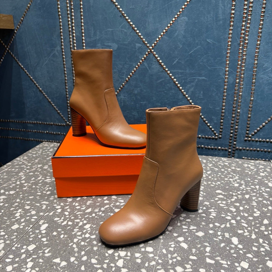 Hm Lisa Ankle Boots 80MM Brown Cowhide 531562
