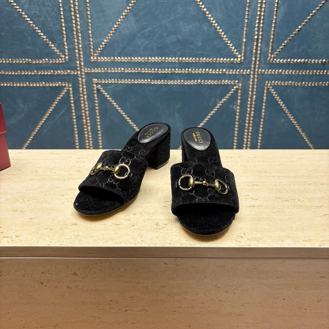 GG 26SS Chunky Heel Sandals 55 Black Velvet 741300