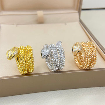 Bvl Triple Beaded Diamond Snake Ring