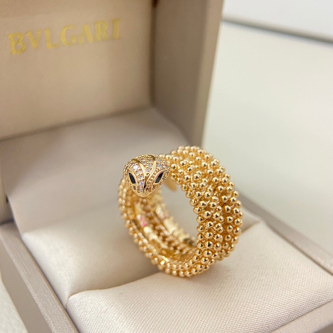 Bvl Triple Beaded Diamond Snake Ring