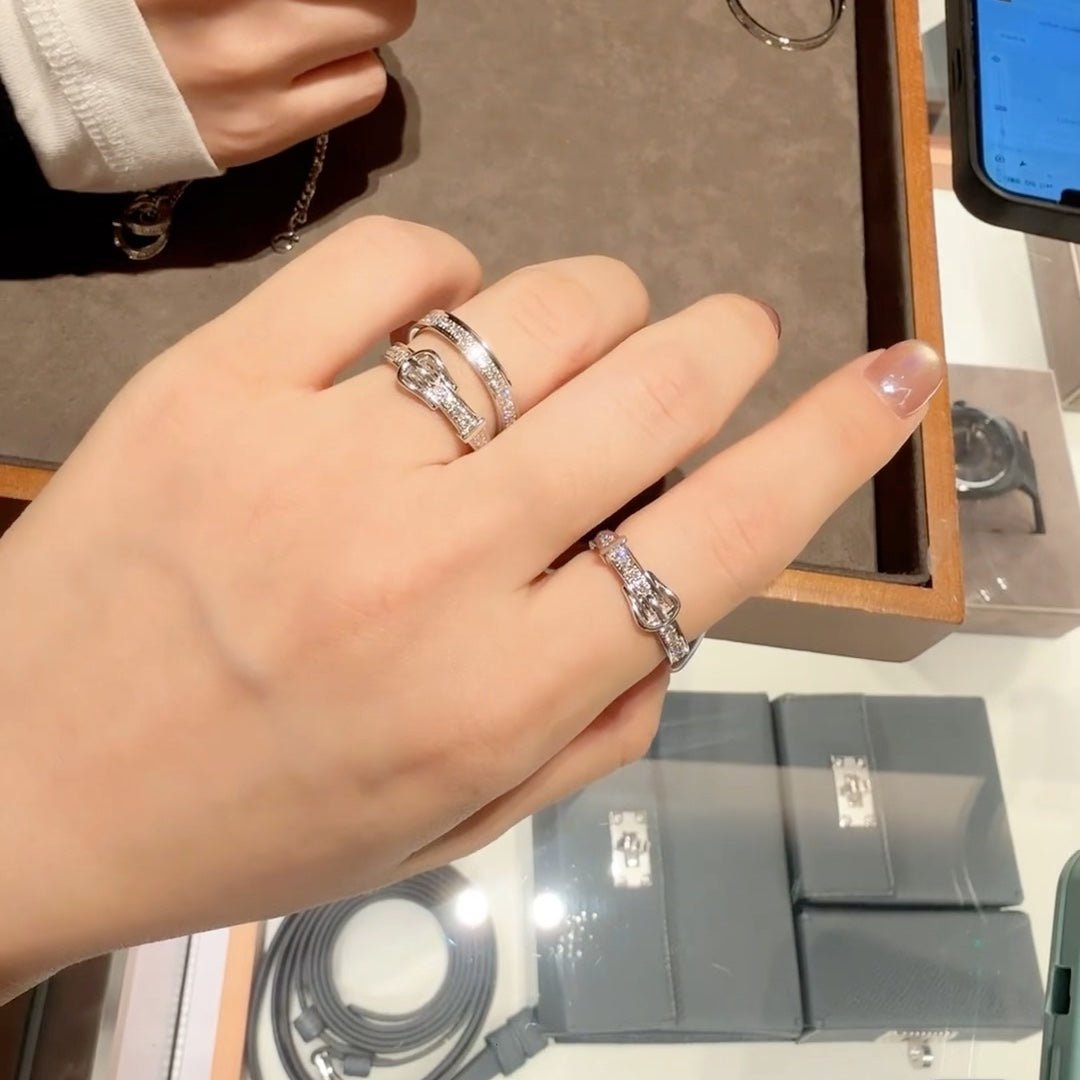 Hm Buckle Full Diamond Ring