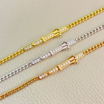 Hermes Diamond-Encrusted Buckle Belt Open Bracelet