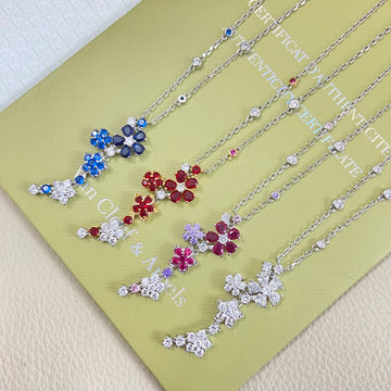 Vca Flower Pendant White Gold Diamond