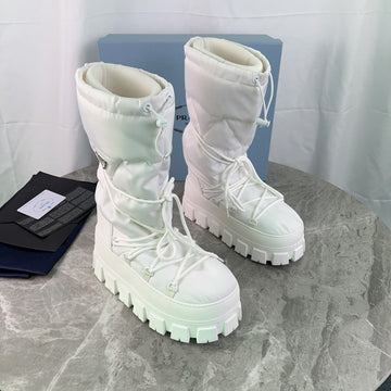 Pra Moon Boots White Recycled Nylon & Cowhide 454737