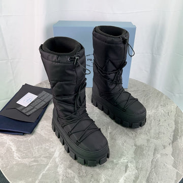 Pra Moon Boots Black Recycled Nylon & Cowhide 454739
