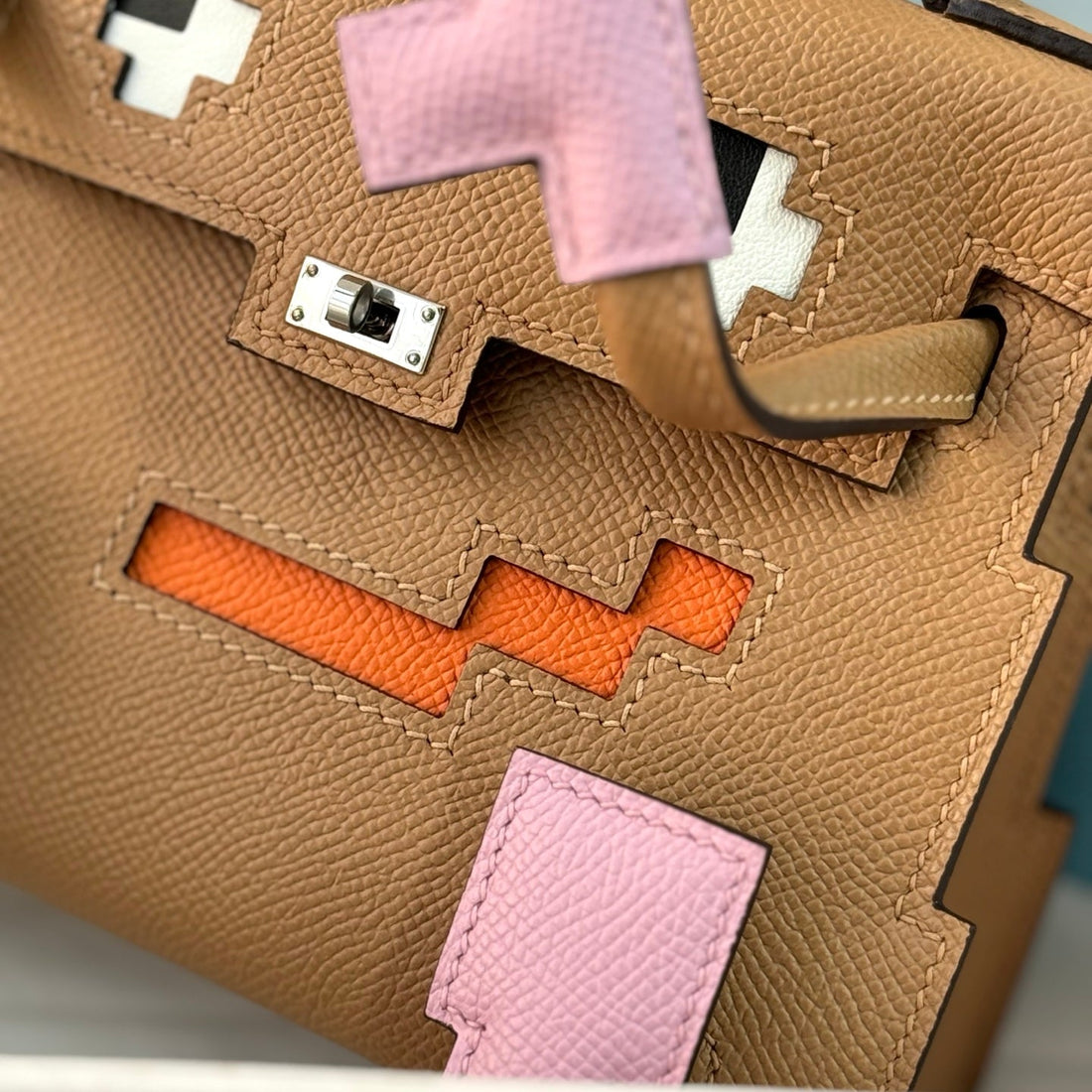 HM Kelly Doll Bag 18CM Light Pink Brown Epsomleather 284562