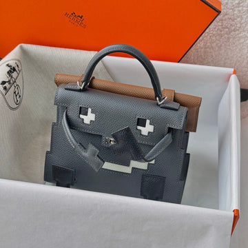 HM Kelly Doll Bag 18CM Fog Gray Epsom Leather 284592