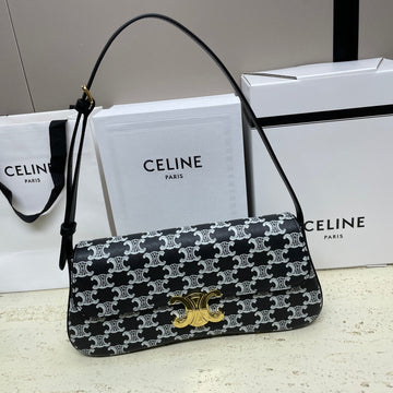 Lola Baguette Bag 28 In Black Mix White Monogram Canvas And Calfskin