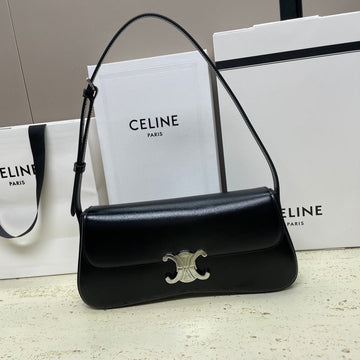 Lola Baguette Bag 28 In Black Shinny Calfskin