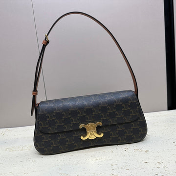 Lola Baguette Bag 28 In Dark Brown Monogram Canvas And Calfskin