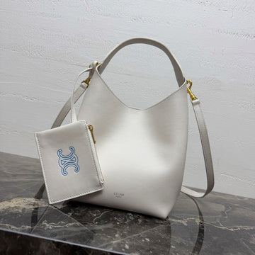 Cl Small Hobo White Supple Smooth Calfskin