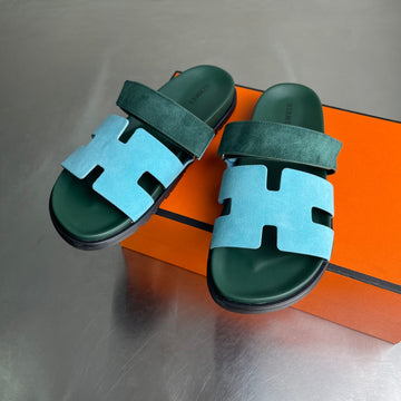 Hm Men's Chypre Sandals Blue Green Suede 741432