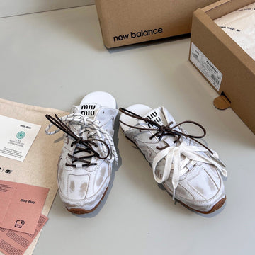 Miu X Nb 530 Sl Mules White Leather 642518