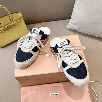 Miu X Nb 530 Sl Mules Black Grey Mesh Suede 642507