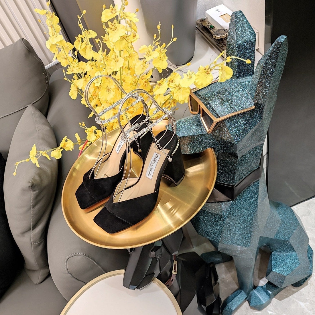 Jimmy 25 Saeda 85MM Sandals Black Suede 240083