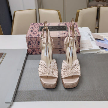 Jimmy 25 Platform Sandal Heels Lady Pink Silk Satin 240012