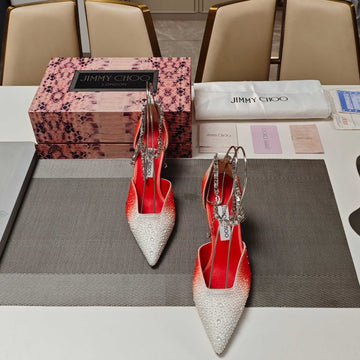 Jimmy 25 Stevie 80 Pumps Red Mix White Satin 240061