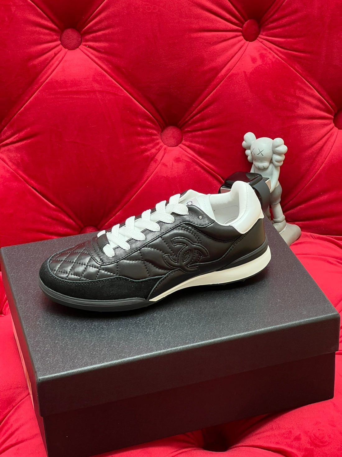 CC Low Sneaker Black Quilted Calfskin