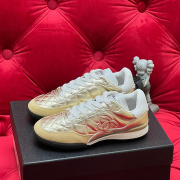 CC Low Sneaker Gold Metalic Quilted Calfskin