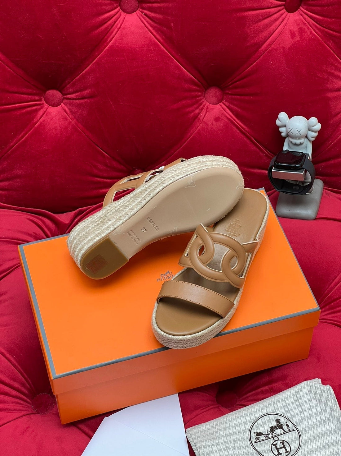 Hm Lthea Espadrille Brown Calfskin And Jute Rope 969496