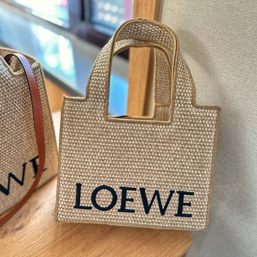 Loe Mini 24 Font Tote In Natural Raffia