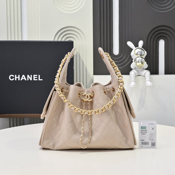 CC 25C Hobo Bags 30CM Nude Grained Calfskin