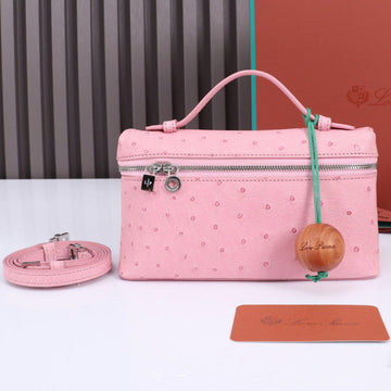 Extra Pocket L19 In Baby Pink Ostrich Leather