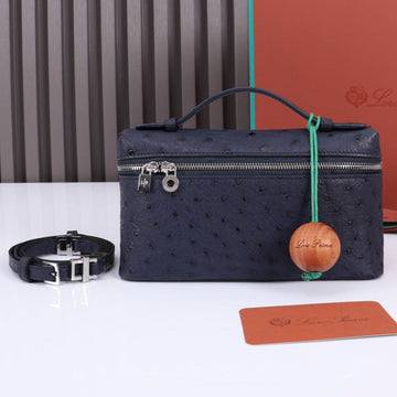 Extra Pocket L19 In Space Blue Ostrich Leather