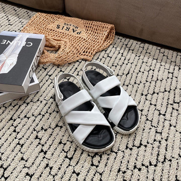 Electric Sandal Black Mix White Calfskin