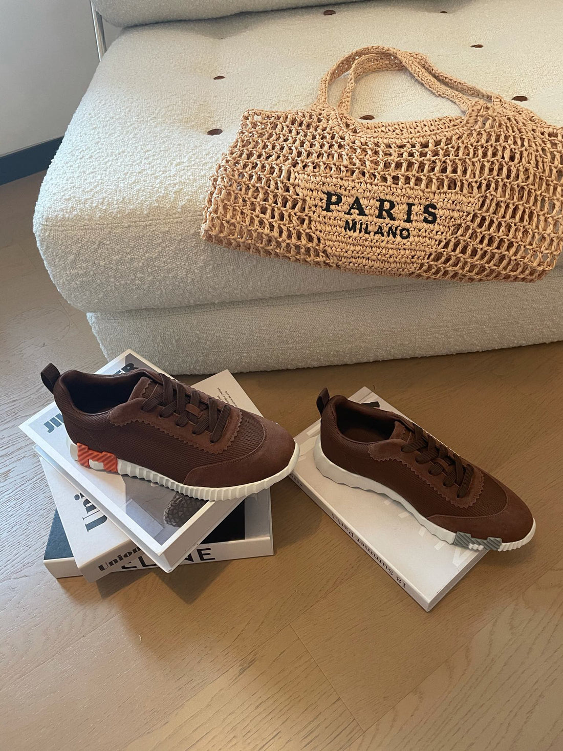 Hm Bouncing 35 Sneakers Chocolate Canvas & Suede Goatskin H Orange