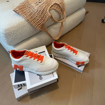 Hm Bouncing 35 Sneakers White Goatskin & Suede Goatskin H Orange