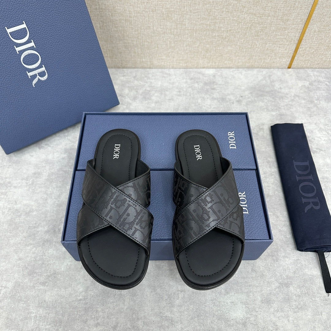 CD Alias Sandal Black Embossed Calfskin