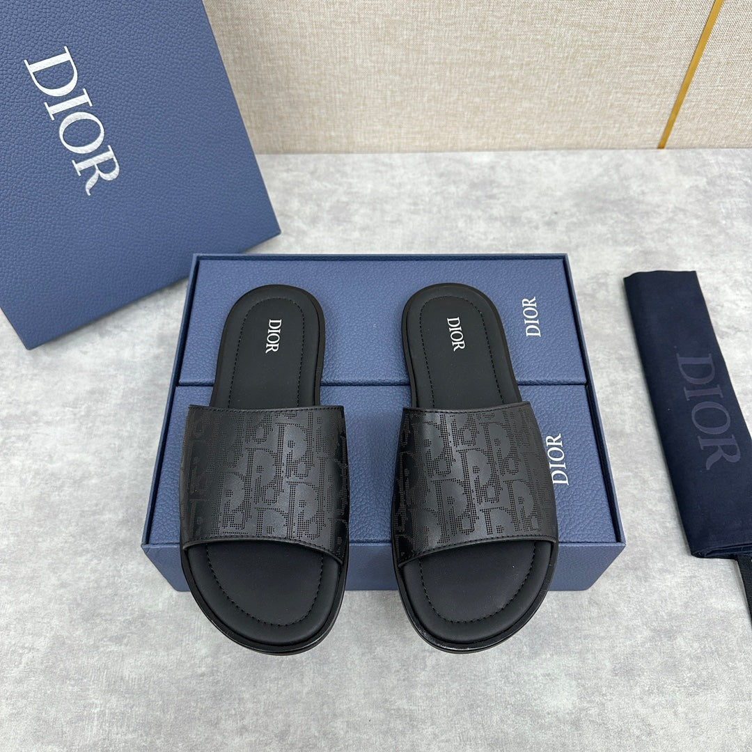 CD Slide Sandal Black Calfskin