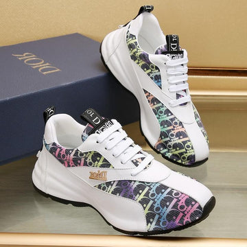 CD Line Sneaker White And Rainbow Calfskin
