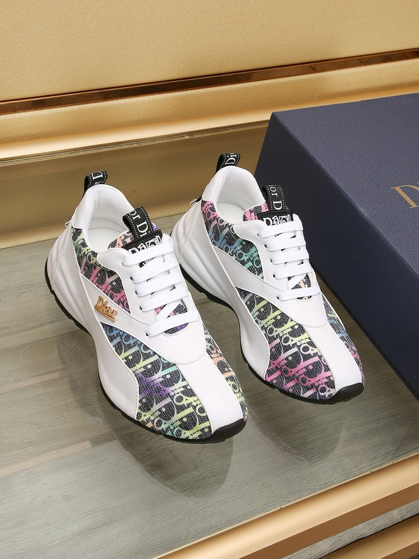 CD Line Sneaker White And Rainbow Calfskin