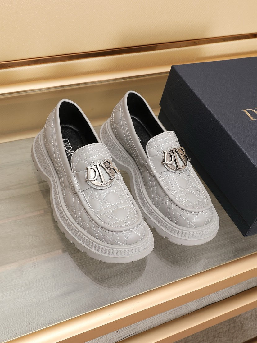 CD Explorer Loafer Light Gray Embroided Calfskin