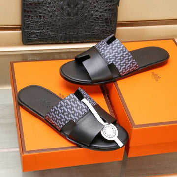 Hm Oran Sandal Black And Lavender Calfskin