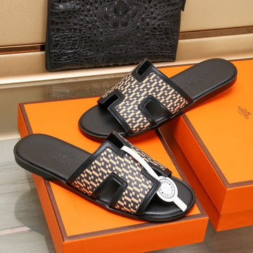 Hm Oran Sandal Black And Peachy Lambskin