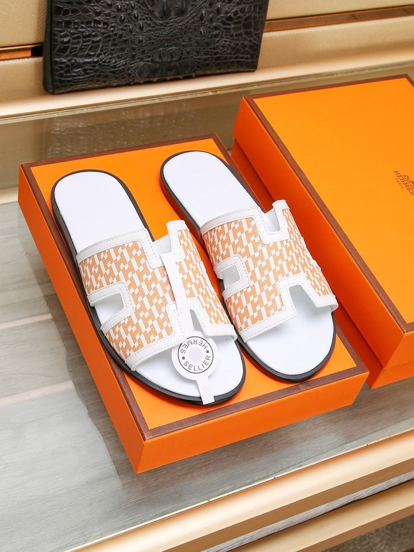 Hm Oran Sandal White And Tangerine Lambskin