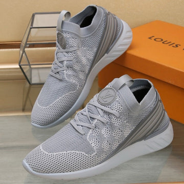 LV Sneakers In Light Grey Mesh Fabric