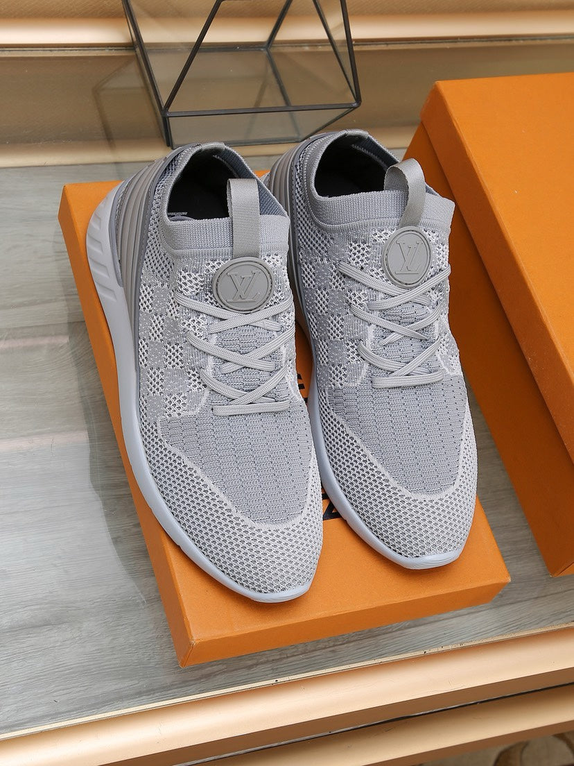 LV Sneakers In Light Grey Mesh Fabric
